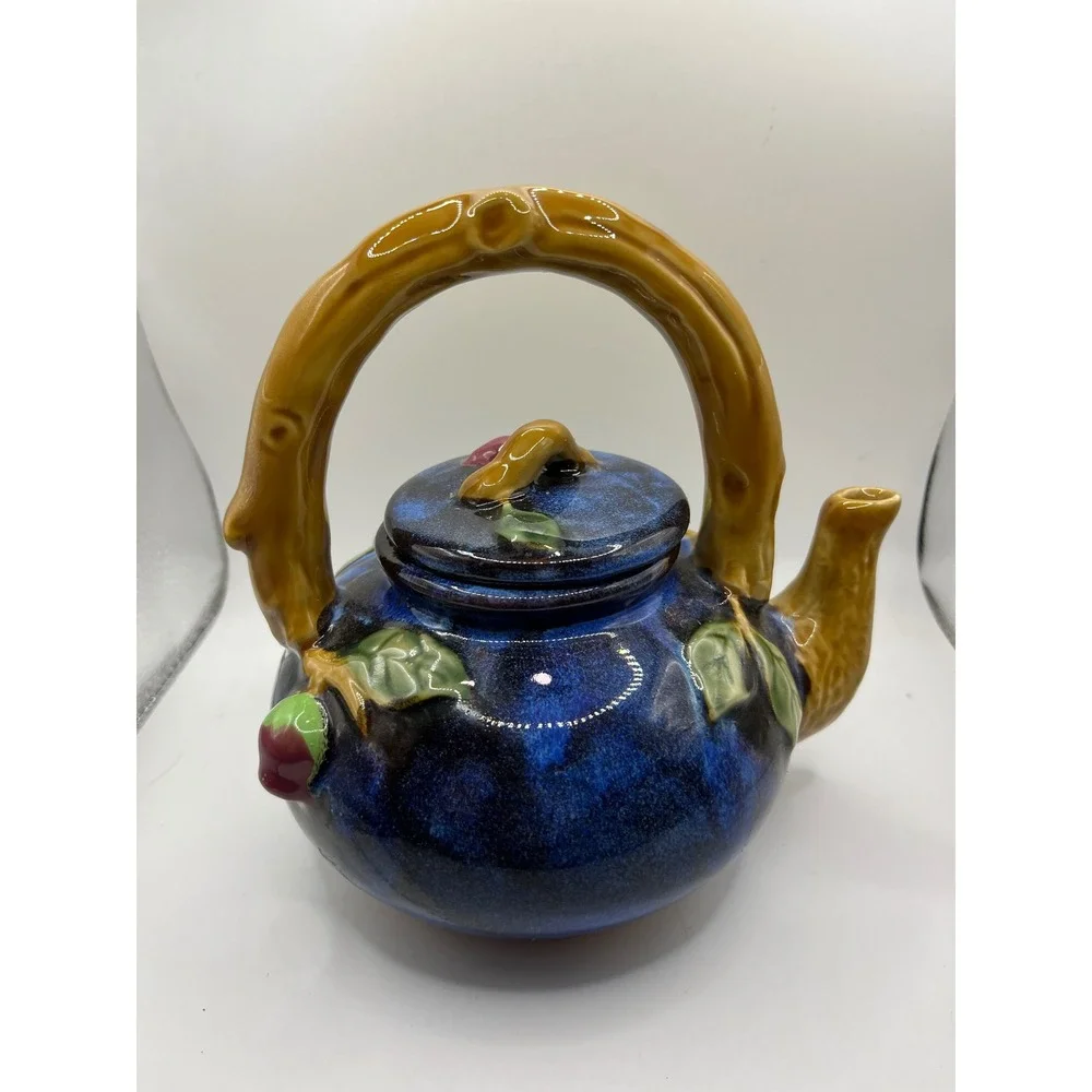 Whimsical Ceramic Teapot,‎ Unique Collectible Teapot, Fruit Design Decor